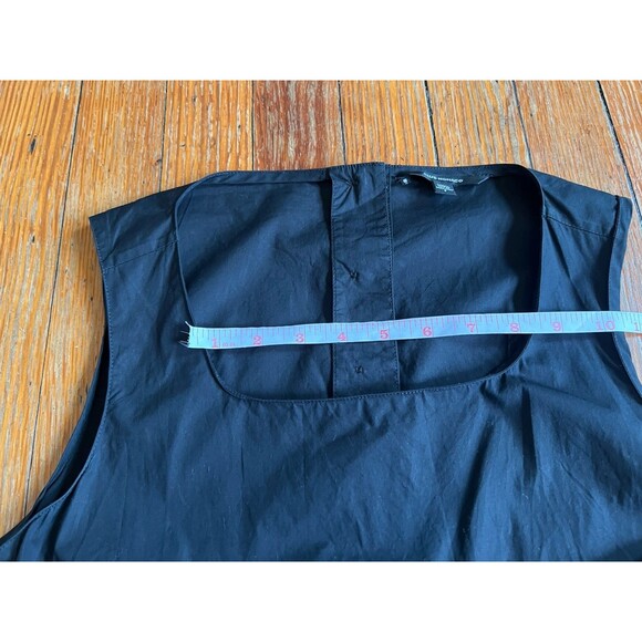 Club Monaco Black Cotton Square Neck Midi Back Slit Dress Sz 8 - Picture 13 of 14